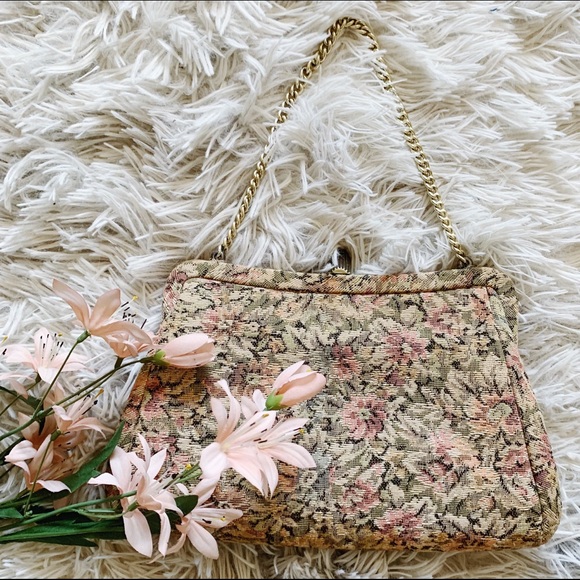Vintage Handbags - Vtg Tapestry Mini Handbag